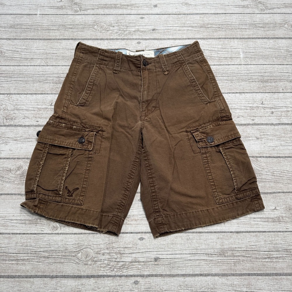 American Eagle Cargo Shorts Men's 28 Brown Ripstop Classic Utility Hiking Y2K